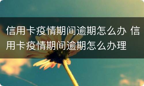 信用卡疫情期间逾期怎么办 信用卡疫情期间逾期怎么办理