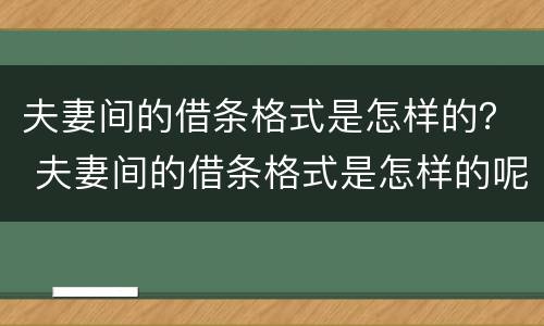 夫妻间的借条格式是怎样的？ 夫妻间的借条格式是怎样的呢