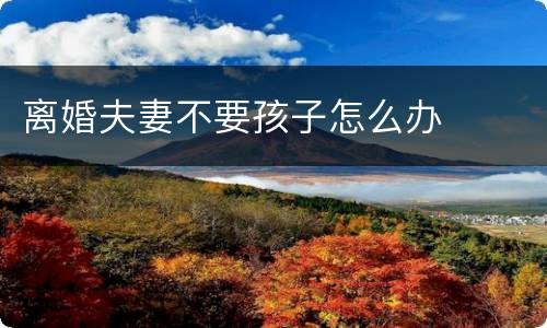 离婚夫妻不要孩子怎么办