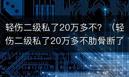 轻伤二级私了20万多不？（轻伤二级私了20万多不肋骨断了5根）