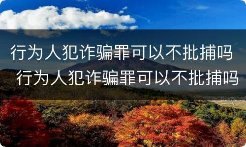 行为人犯诈骗罪可以不批捕吗 行为人犯诈骗罪可以不批捕吗
