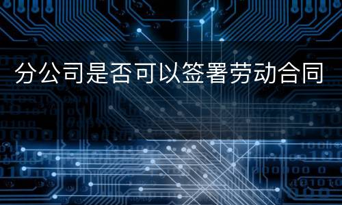 分公司是否可以签署劳动合同