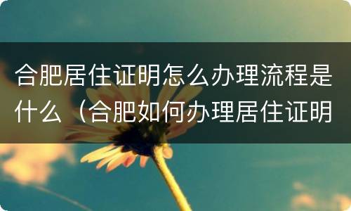 合肥居住证明怎么办理流程是什么（合肥如何办理居住证明）
