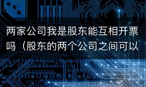 两家公司我是股东能互相开票吗（股东的两个公司之间可以做交易吗）