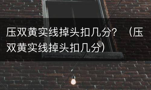 压双黄实线掉头扣几分？（压双黄实线掉头扣几分）