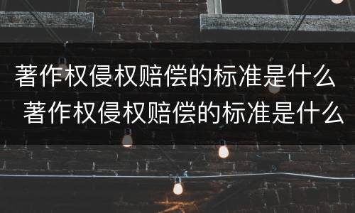 著作权侵权赔偿的标准是什么 著作权侵权赔偿的标准是什么意思