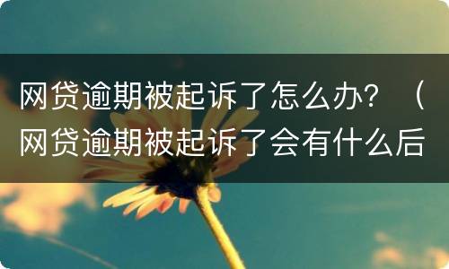 网贷逾期被起诉了怎么办？（网贷逾期被起诉了会有什么后果）
