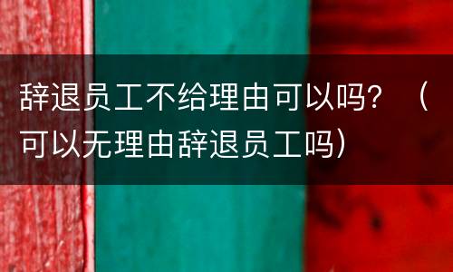 辞退员工不给理由可以吗？（可以无理由辞退员工吗）