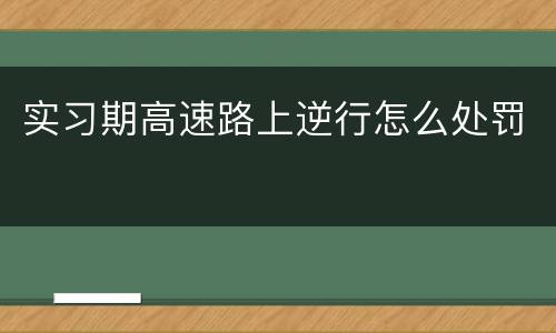 实习期高速路上逆行怎么处罚