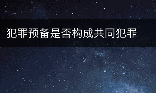 犯罪预备是否构成共同犯罪