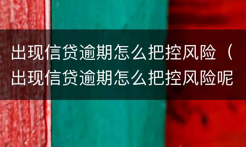 出现信贷逾期怎么把控风险（出现信贷逾期怎么把控风险呢）