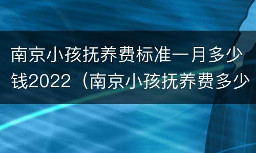 南京小孩抚养费标准一月多少钱2022（南京小孩抚养费多少钱一个月）