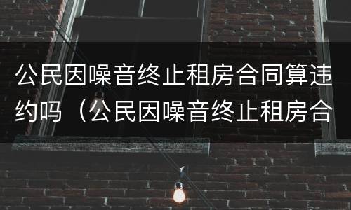 公民因噪音终止租房合同算违约吗（公民因噪音终止租房合同算违约吗怎么处理）
