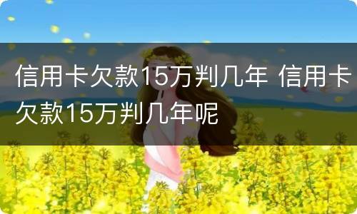 信用卡欠款15万判几年 信用卡欠款15万判几年呢