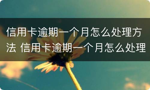 信用卡逾期一个月怎么处理方法 信用卡逾期一个月怎么处理方法最好