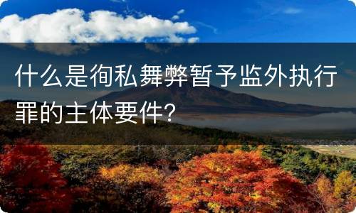 什么是徇私舞弊暂予监外执行罪的主体要件？