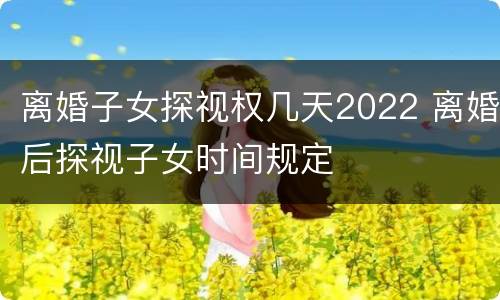 离婚子女探视权几天2022 离婚后探视子女时间规定
