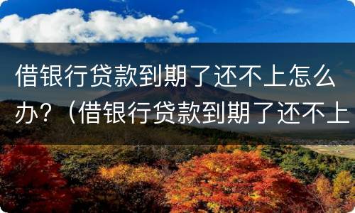 借银行贷款到期了还不上怎么办?（借银行贷款到期了还不上怎么办?可以买保险吗）