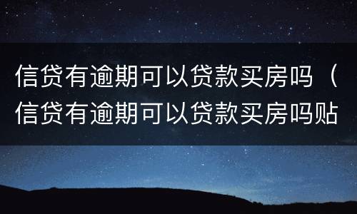 信贷有逾期可以贷款买房吗（信贷有逾期可以贷款买房吗贴吧）