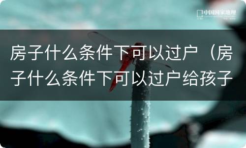 房子什么条件下可以过户（房子什么条件下可以过户给孩子）
