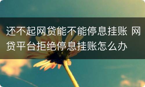 还不起网贷能不能停息挂账 网贷平台拒绝停息挂账怎么办