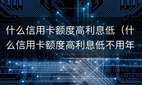 什么信用卡额度高利息低（什么信用卡额度高利息低不用年费）