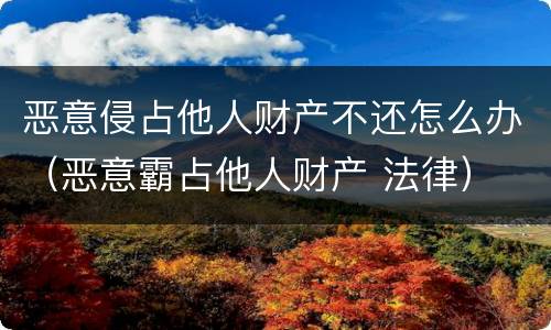 恶意侵占他人财产不还怎么办（恶意霸占他人财产 法律）