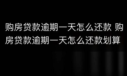 购房贷款逾期一天怎么还款 购房贷款逾期一天怎么还款划算
