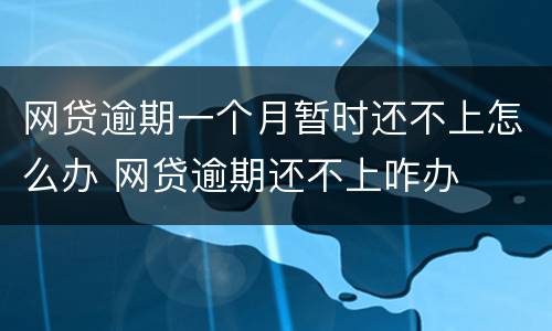 网贷逾期一个月暂时还不上怎么办 网贷逾期还不上咋办