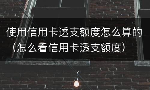 使用信用卡透支额度怎么算的（怎么看信用卡透支额度）