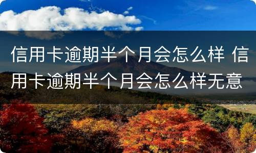信用卡逾期半个月会怎么样 信用卡逾期半个月会怎么样无意