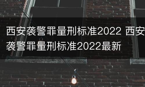 西安袭警罪量刑标准2022 西安袭警罪量刑标准2022最新