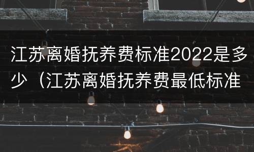 江苏离婚抚养费标准2022是多少（江苏离婚抚养费最低标准）