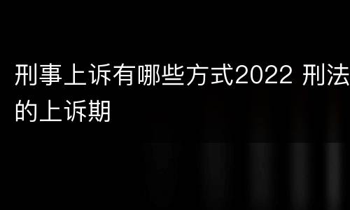 刑事上诉有哪些方式2022 刑法的上诉期