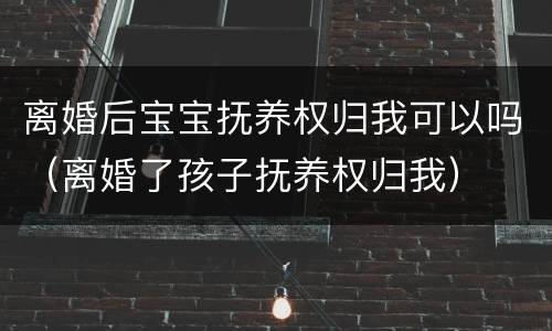 离婚后宝宝抚养权归我可以吗（离婚了孩子抚养权归我）