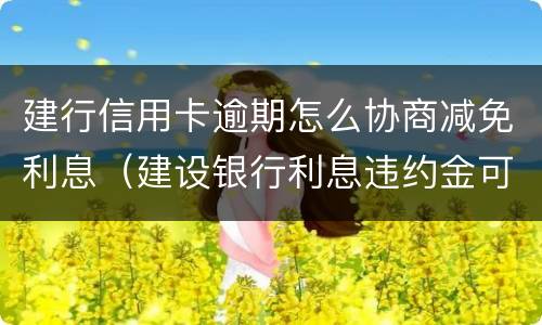 建行信用卡逾期怎么协商减免利息（建设银行利息违约金可以申请减免吗）