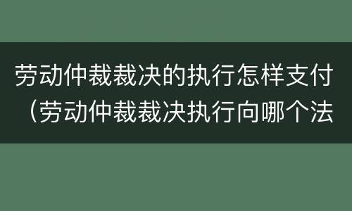 劳动仲裁裁决的执行怎样支付（劳动仲裁裁决执行向哪个法院申请）