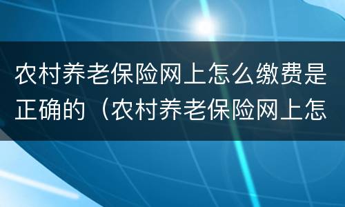 农村养老保险网上怎么缴费是正确的（农村养老保险网上怎么缴费是正确的呢）
