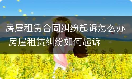 房屋租赁合同纠纷起诉怎么办 房屋租赁纠纷如何起诉