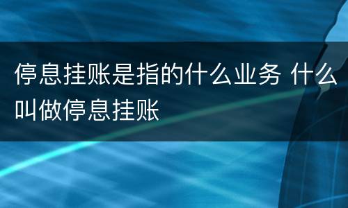 停息挂账是指的什么业务 什么叫做停息挂账