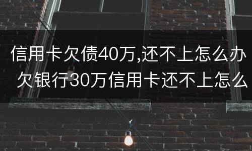 信用卡欠债40万,还不上怎么办 欠银行30万信用卡还不上怎么办