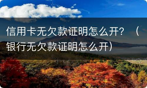 信用卡无欠款证明怎么开？（银行无欠款证明怎么开）
