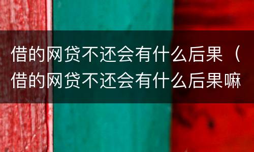 借的网贷不还会有什么后果（借的网贷不还会有什么后果嘛）