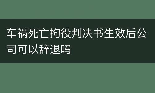 车祸死亡拘役判决书生效后公司可以辞退吗