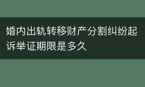 婚内出轨转移财产分割纠纷起诉举证期限是多久