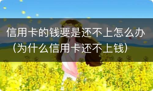信用卡的钱要是还不上怎么办（为什么信用卡还不上钱）