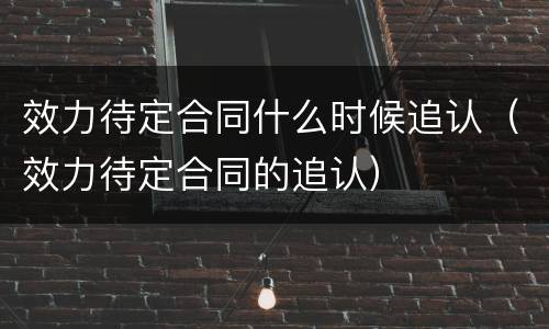 效力待定合同什么时候追认（效力待定合同的追认）