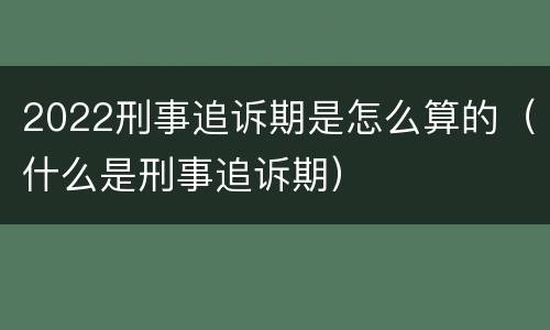 2022刑事追诉期是怎么算的（什么是刑事追诉期）