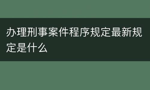 办理刑事案件程序规定最新规定是什么
