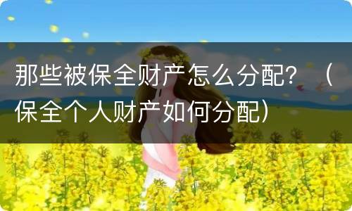那些被保全财产怎么分配？（保全个人财产如何分配）